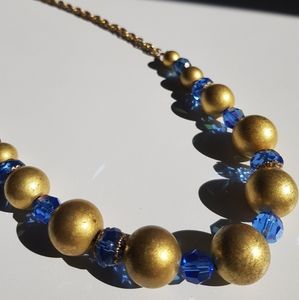 Handmade cobalt and gold necklace